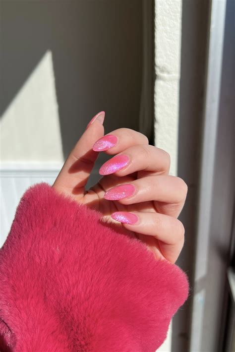 almond cat eye nails|pink cat eye nails.